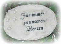 Gedenkstein 'Tatze' aus Polyresin 17 cm