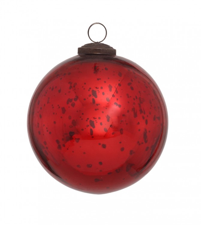 PTMD Christbaumkugel aus Glas rot 12 cm Haus und Gärtchen