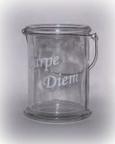 Windlicht 'Carpe Diem' aus Glas 17 cm