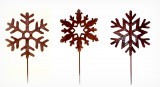 Gartenstecker 'Schneeflocke' aus Metall mit Rostfinish 3er-Set
