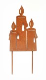 Dekostecker 'Kerzen' aus Metall mit Rostfinish 28 cm
