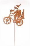 Gartenstecker 'Niko auf Fahrrad' aus Metall mit Rostfinish 68 cm