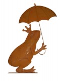 Frosch mit Schirm Metall rost 45 cm